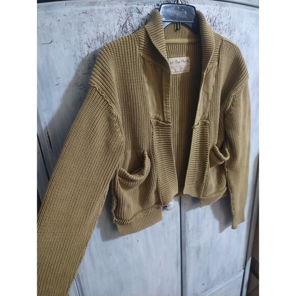 Be The Free Sweater Distressed Jacket Boho Y2K Mustard  Xs Cottage Core - Picture 5 of 11